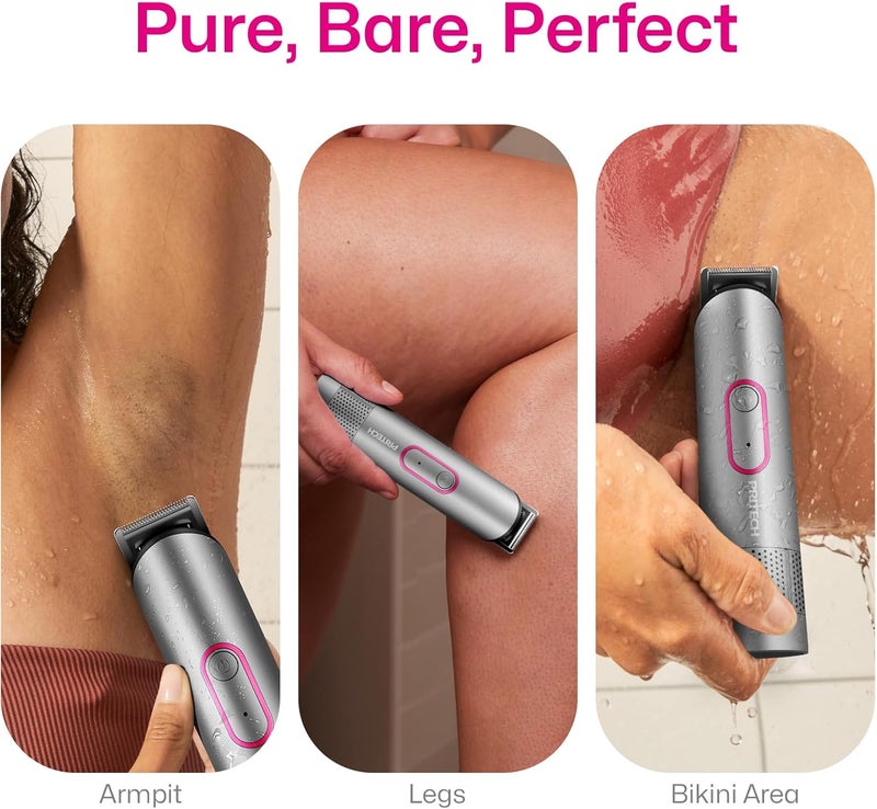 pritech Bikini Trimmer for Women - Rechargeable Pubic Hair Trimmer for Sensitive Skin, Wet&Dry Use, Pain-Free Electric Razor&Shaver with Standing Recharge Dock, Ideal Gift for Women, Slate Grey - Image 4